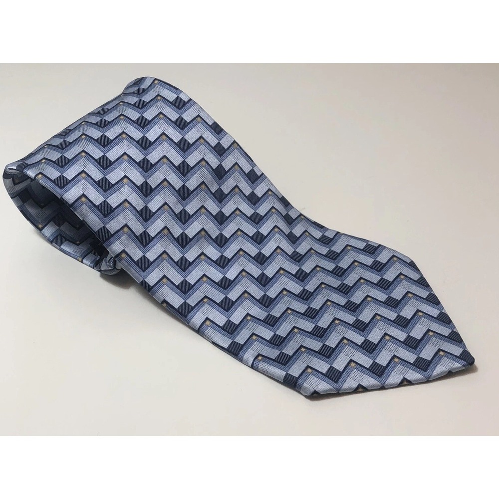 Jones New York Neck Tie Men's Blue Geometric 100% Imported Silk‎ Classic Formal